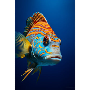 Tableau Poisson Fond Bleu